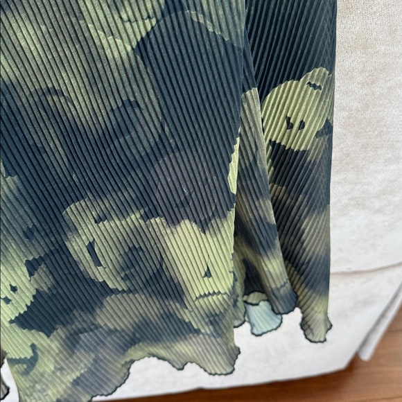 Ganni Pleated Georgette Strap Dress In Olive Drab Size 36 - Picture 9 of 9